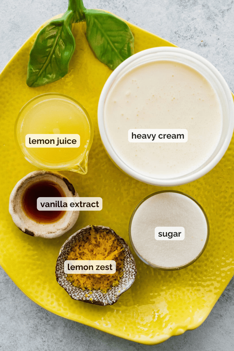 Recipe ingredients for lemon posset recipe.