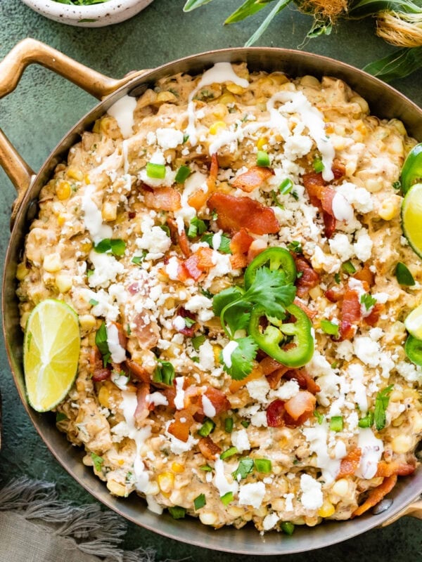 Mexican jalapeno corn dip with bacon and cheese.