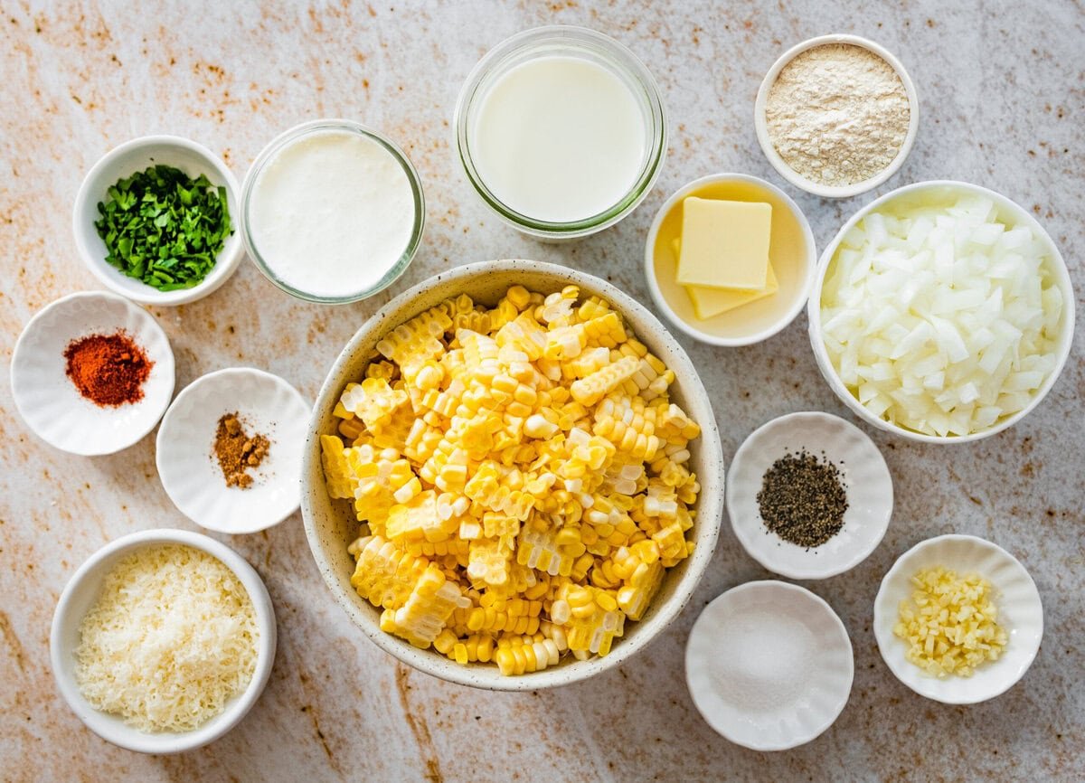 ingredients for creamed corn recipe.