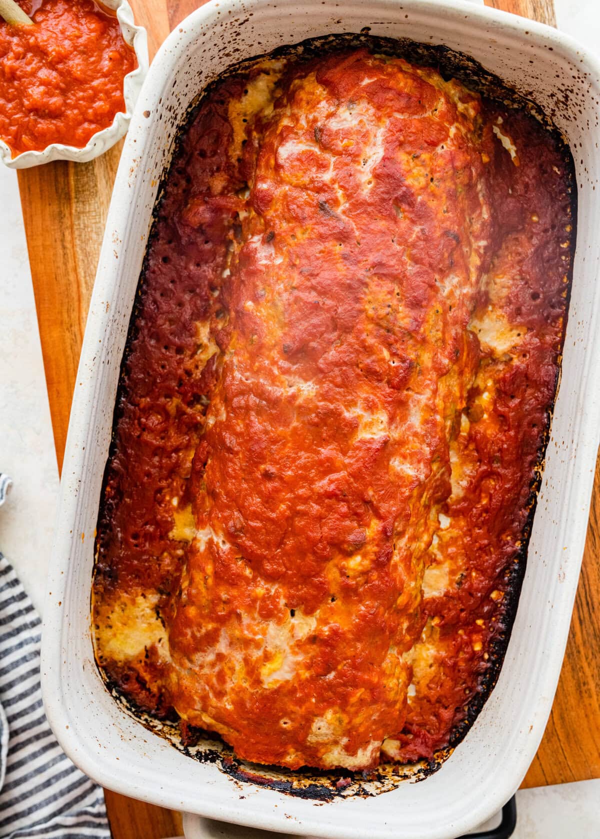 Italian meatloaf after it is baked.
