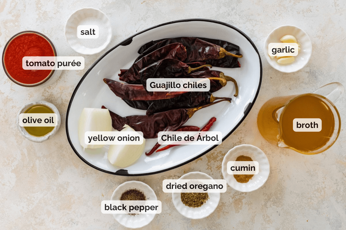 Recipe ingredients for red enchilada sauce recipe.