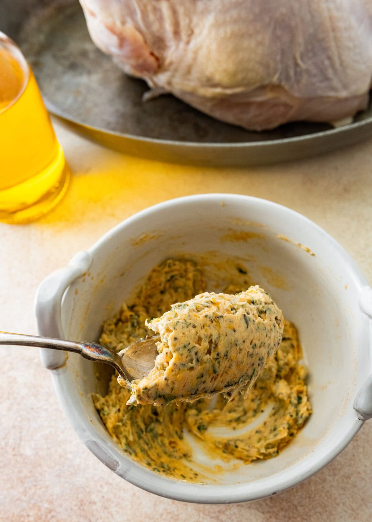 butter turkey rub mixed in a small bowl.