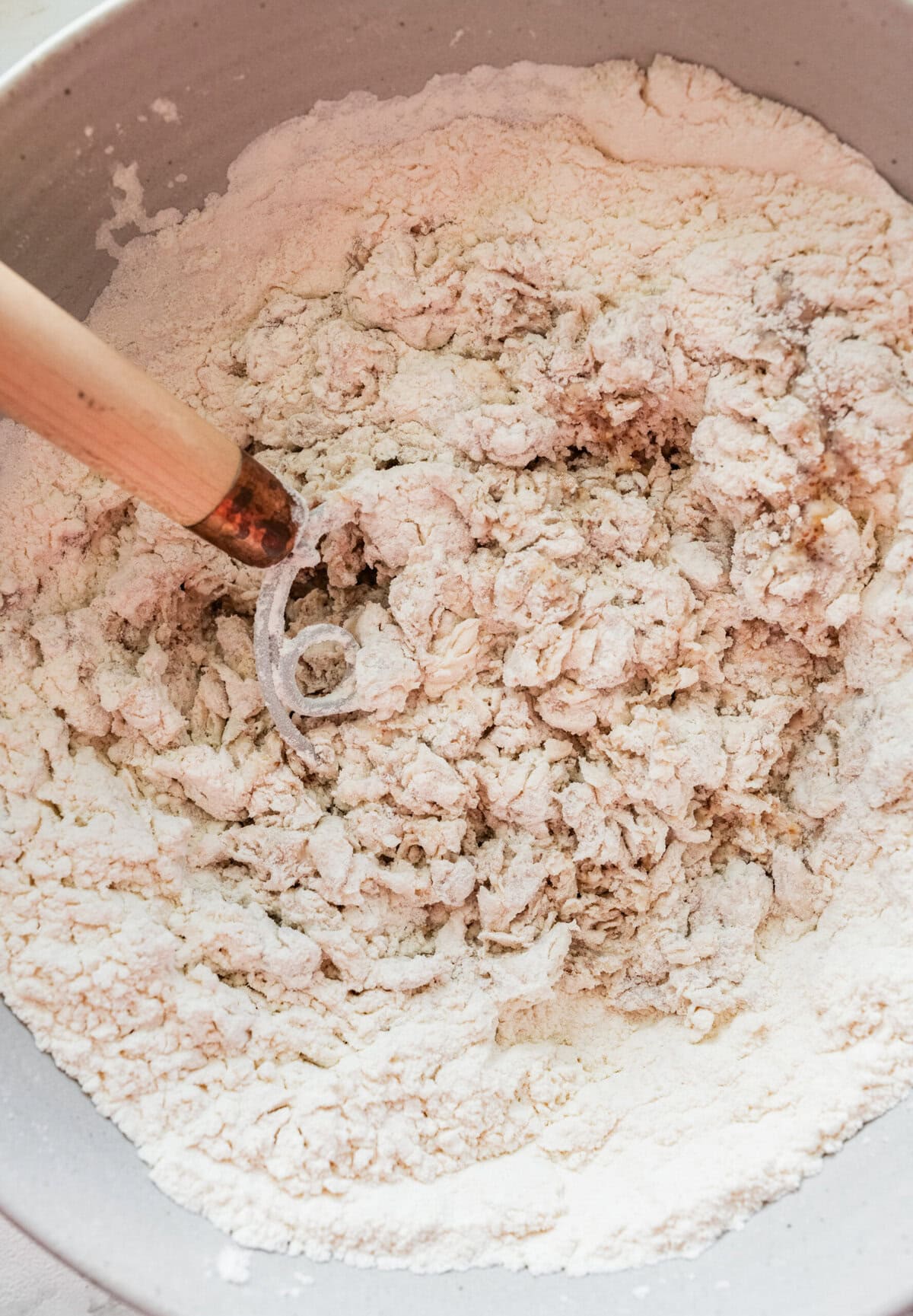 Starting to mix the dough. 