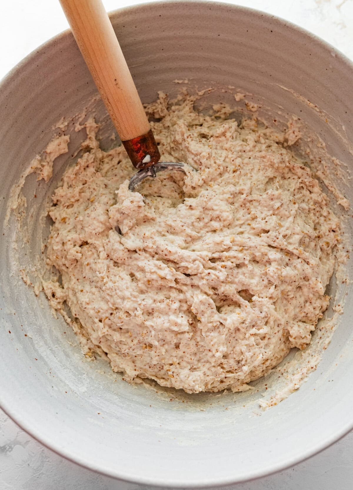 Italian bread dough in a bowl. 