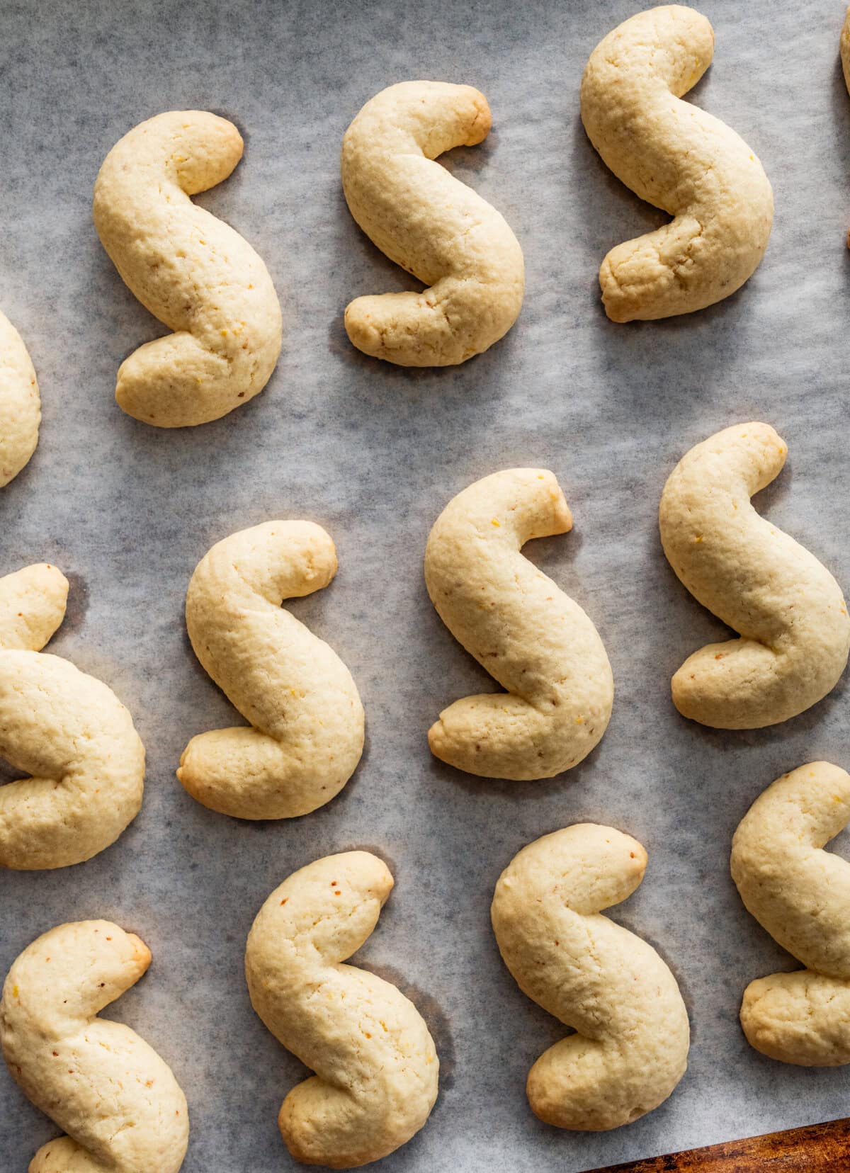 baked Italian S cookies on the cookie sheet.