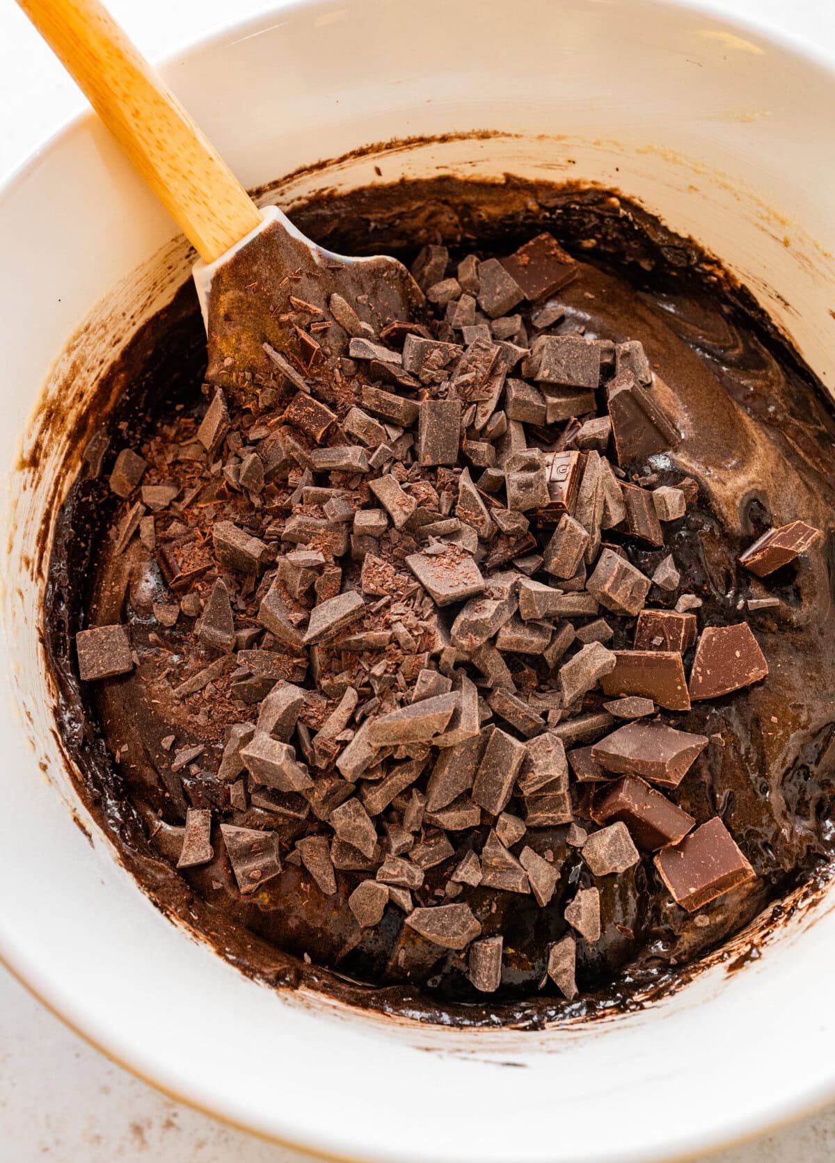 chocolate chunks added to the brown butter brownie mix.