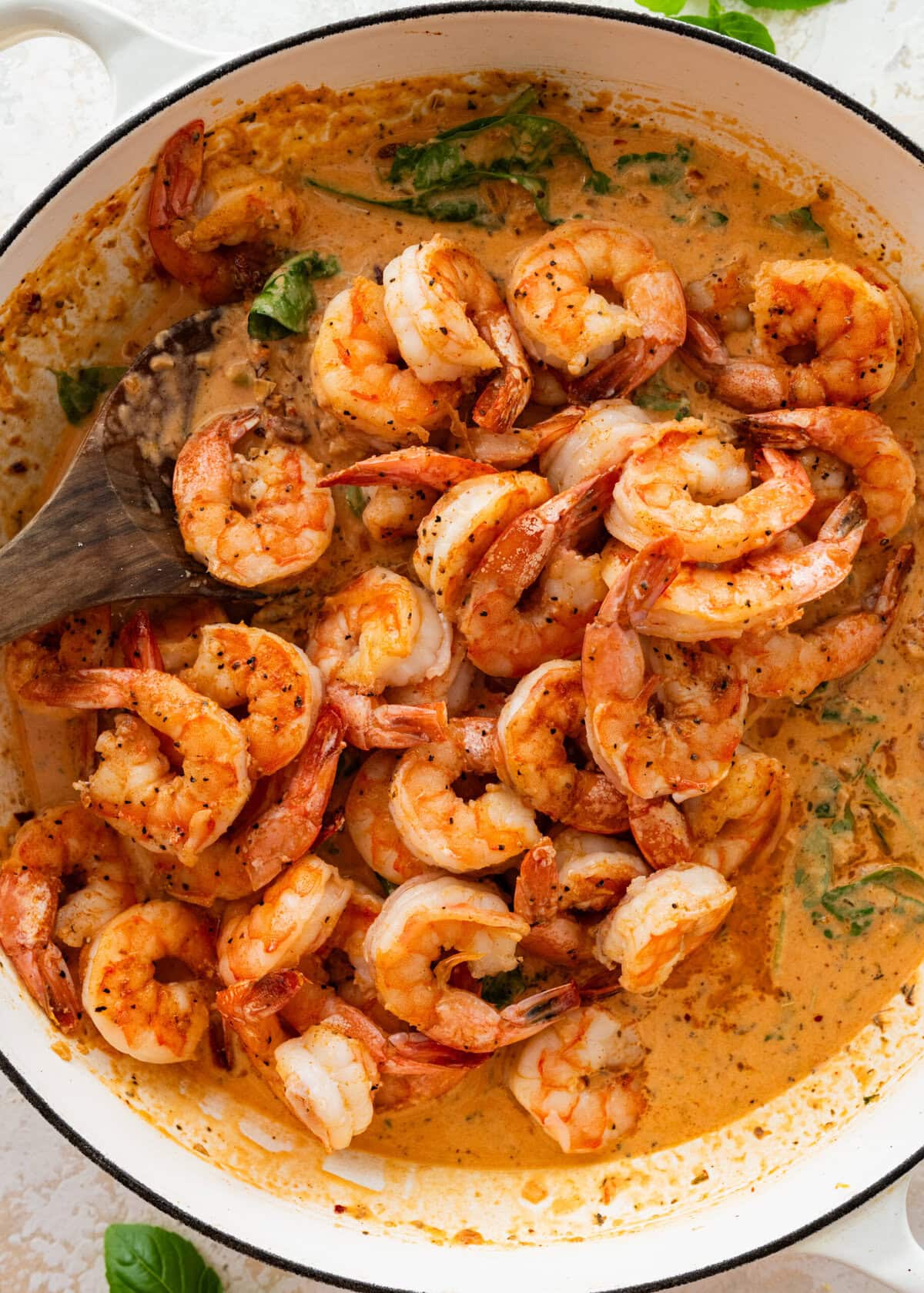 add cooked shrimp back to pan with the the tuscan cream sauce.