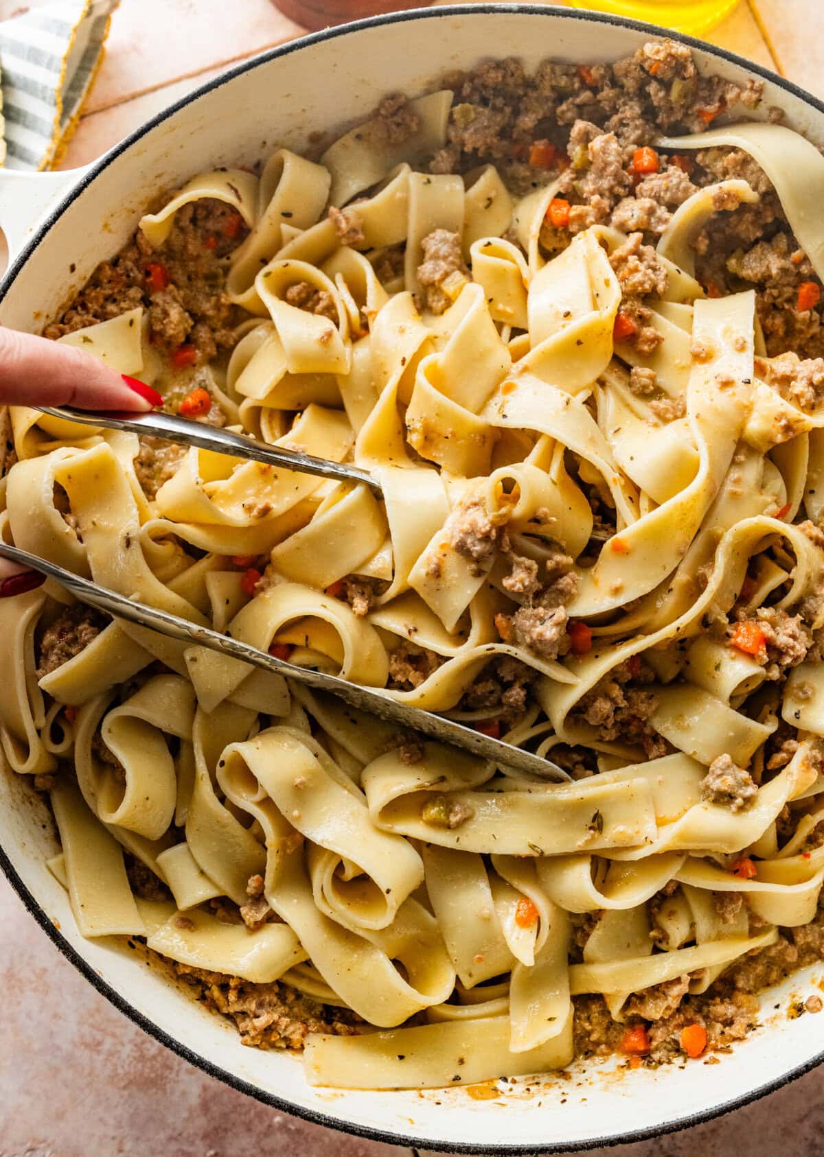 toss the pasta with the sauce to coat.