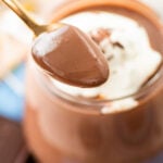 holding a spoonful of thick Italian hot chocolate.
