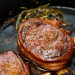 bacon wrapped filet mignon after perfectly cooked.