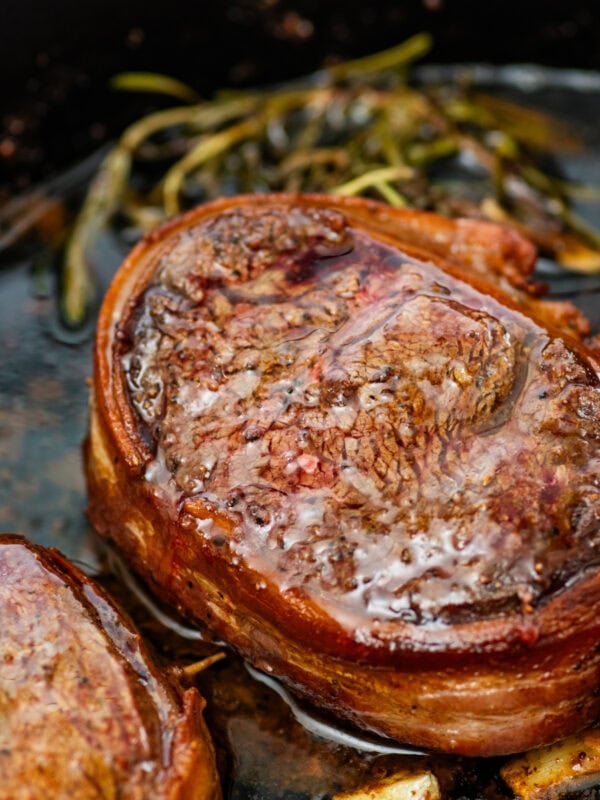 bacon wrapped filet mignon after perfectly cooked.