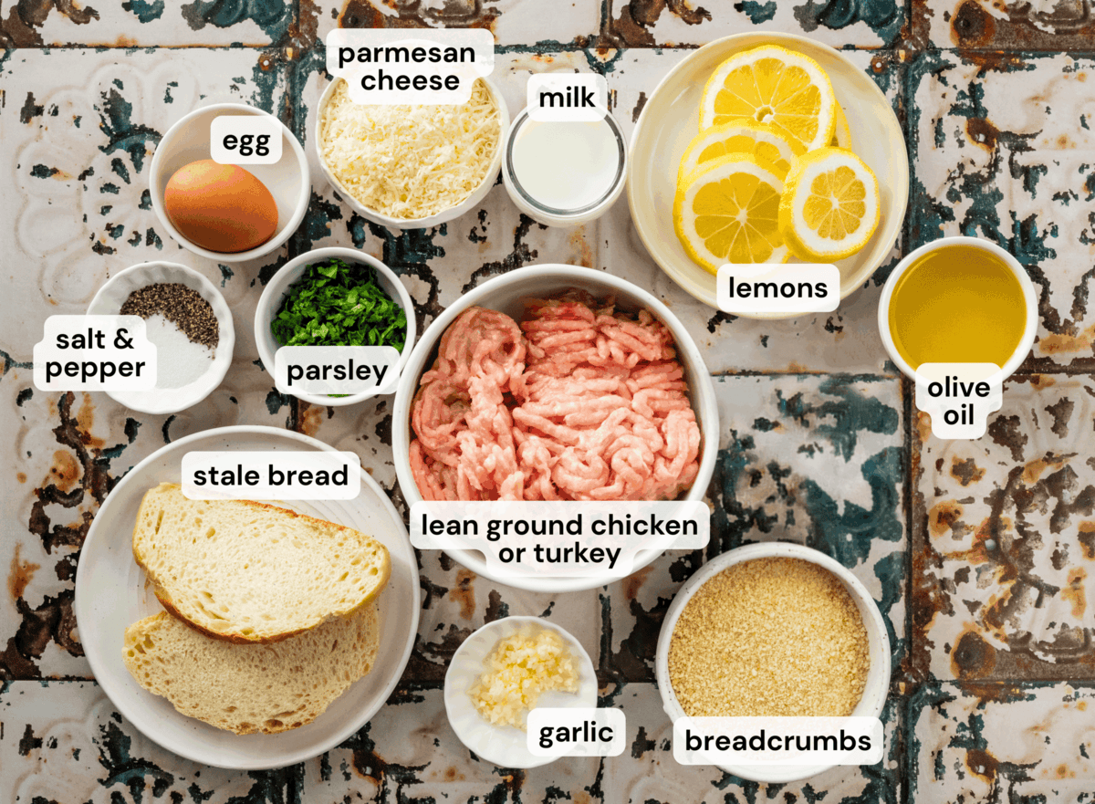 Ingredients to make chicken piccata meatballs.