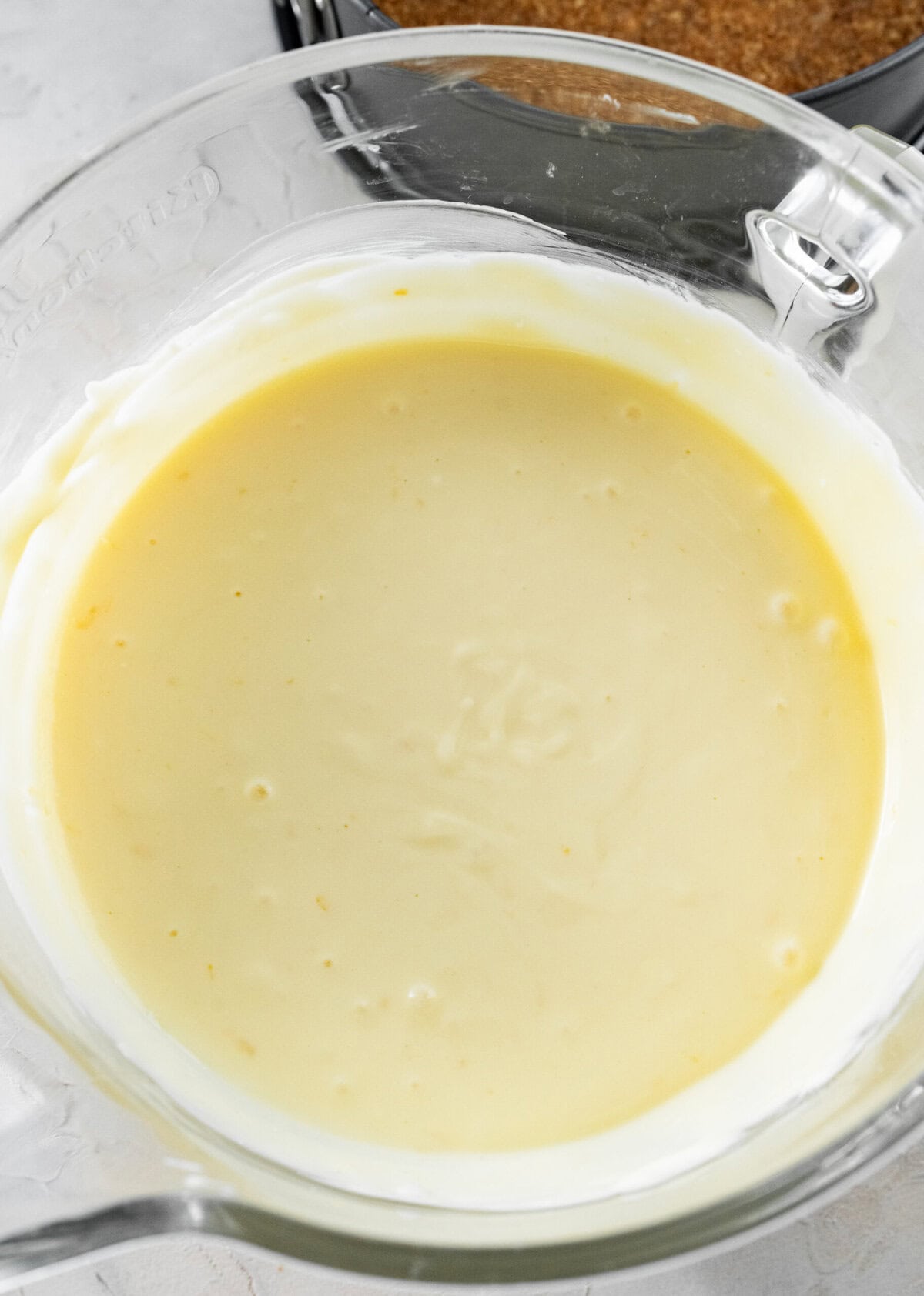 fully beat ricotta cheesecake filling in a large bowl.