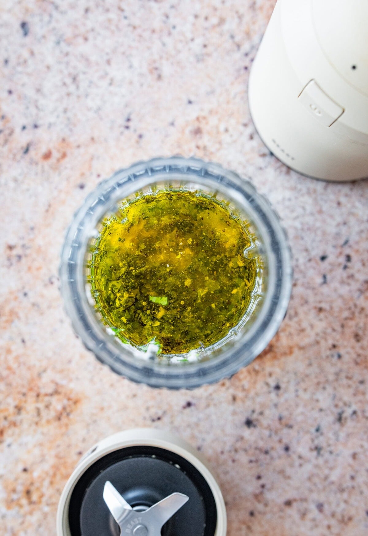 Cilantro lime ingredients in a blender before blending.