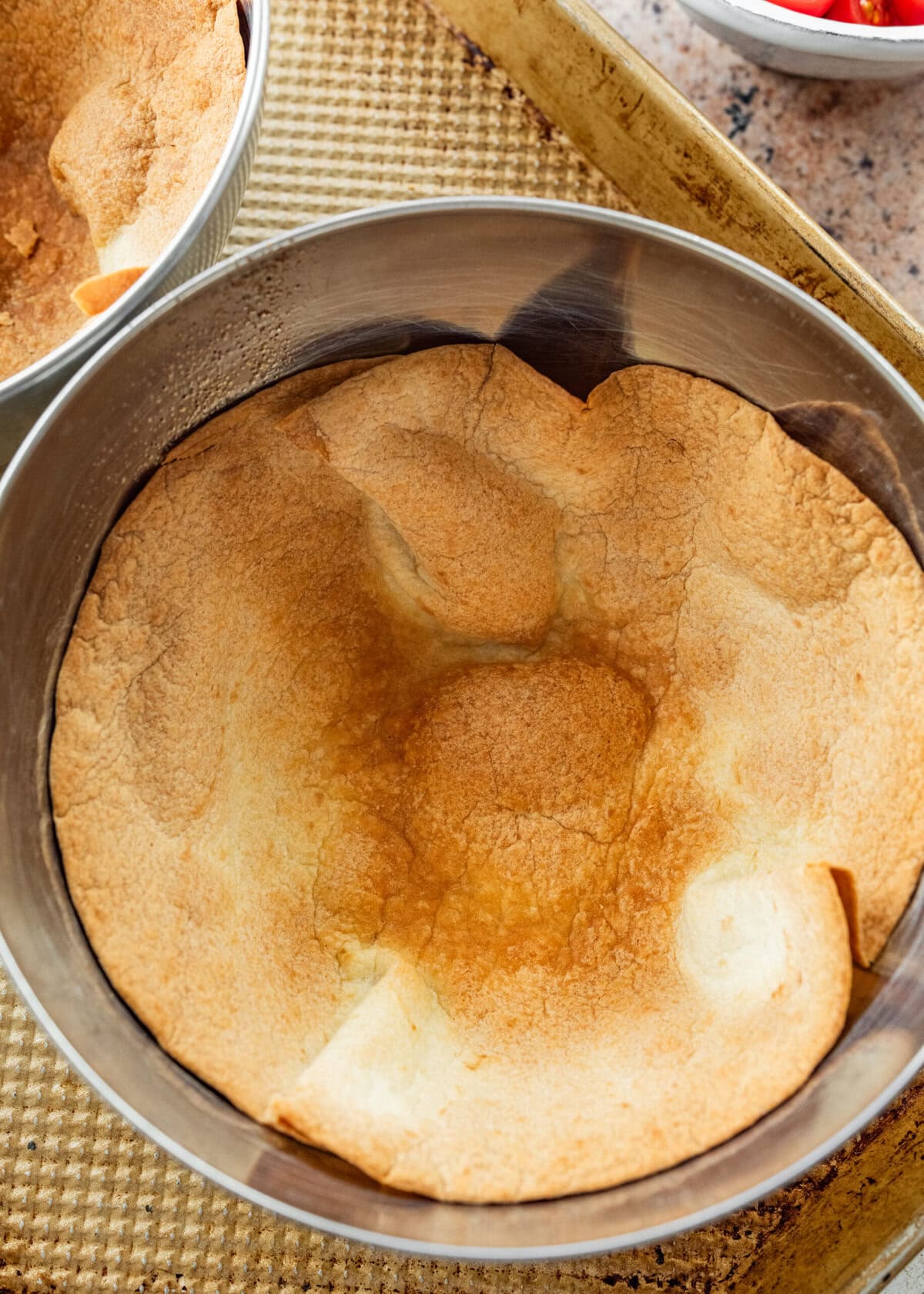 Tortilla bowl after removing from oven.