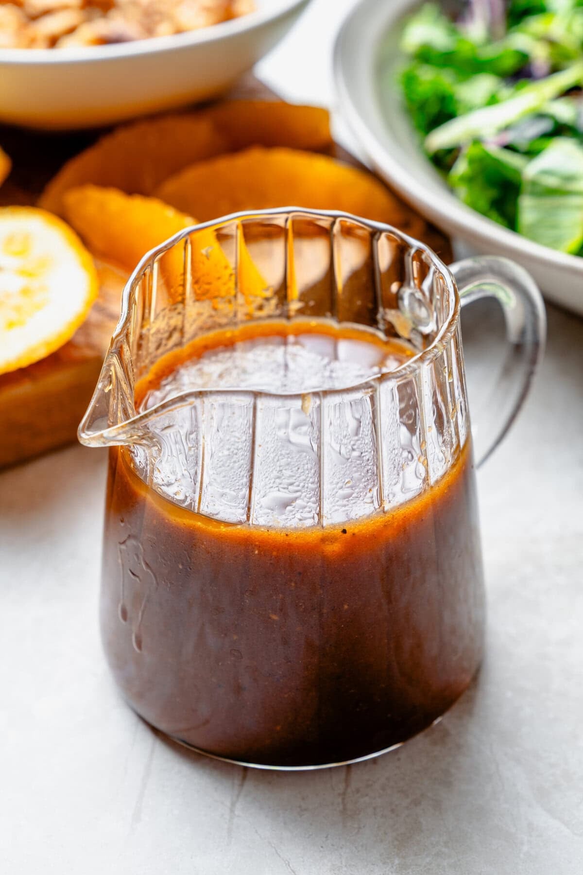 A container of salad dressing.