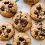 Banana bread cookies on a plate after baking.