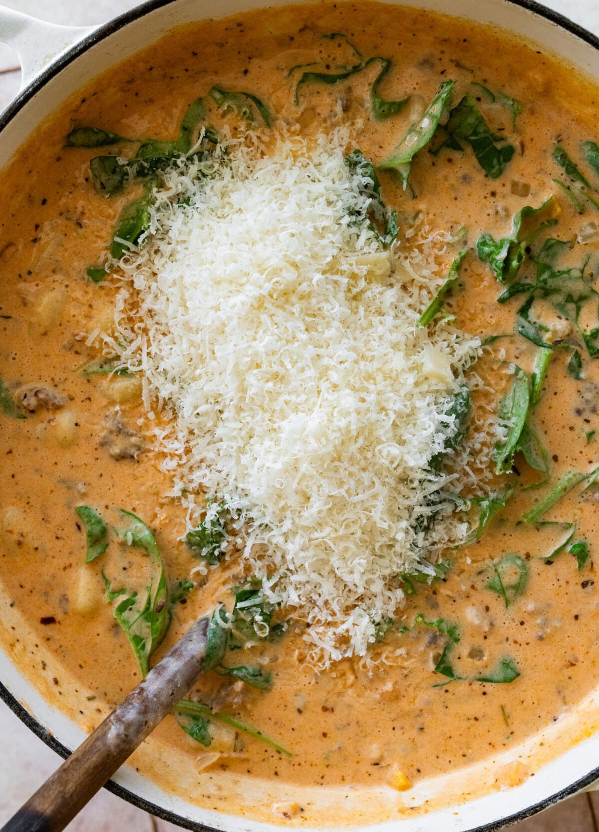 Parmesan added to the pot.